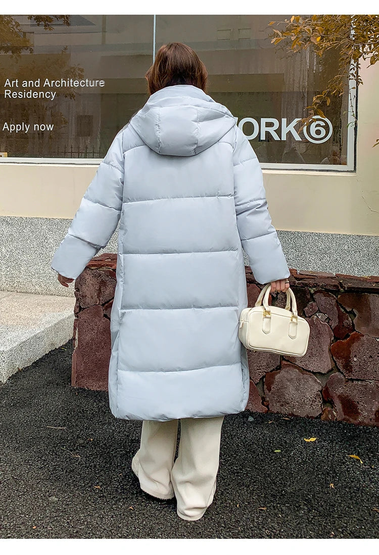 2025 Winter Women Jacket Coats Long Parkas Female Down Cotton Hooded Overcoat Thick Warm Jackets Windproof Casual Student Coat