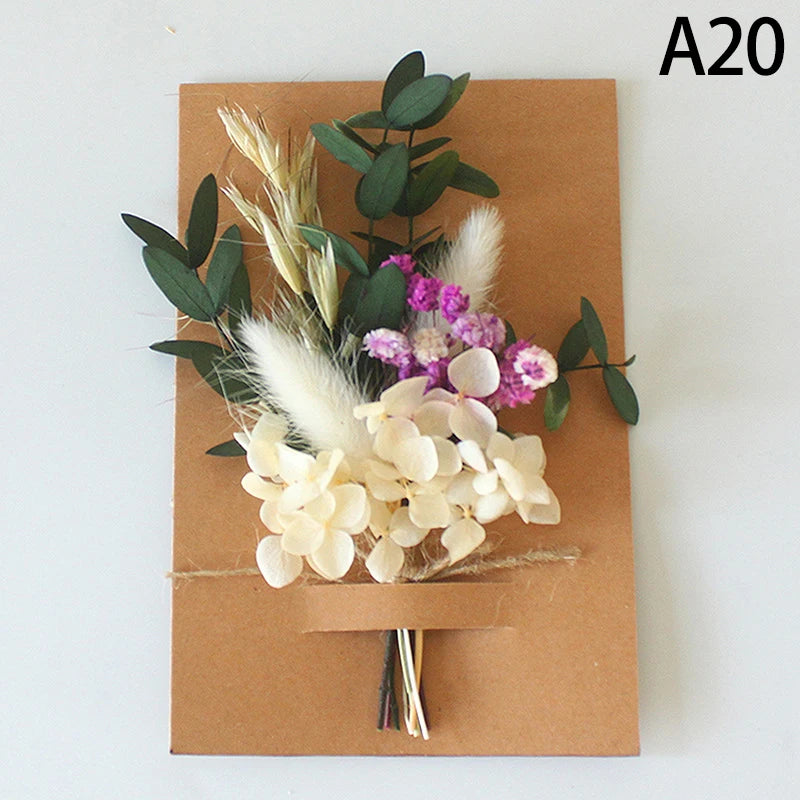 1pc Mini Natural Dry Flowers Bouquet Bridesmaid Boutonnieres Christmas Wedding Decor Valentine's Day DIY Floral Materials