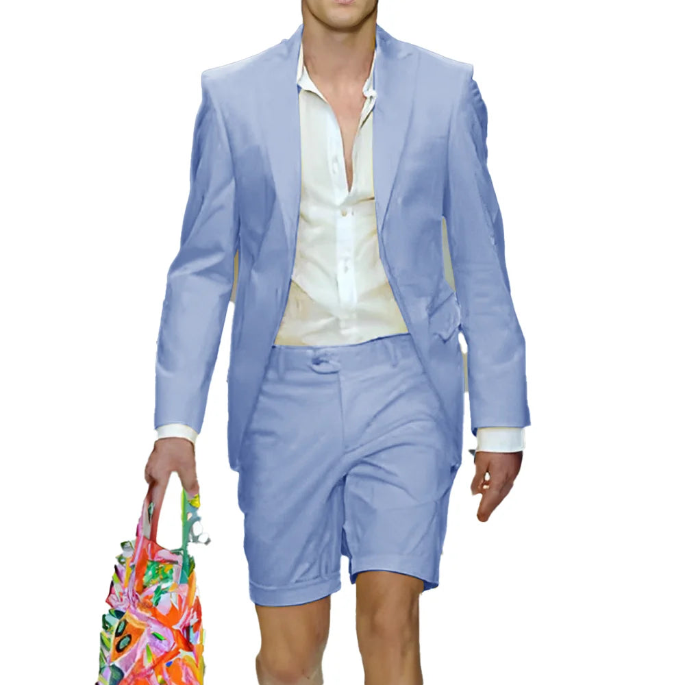 Fashion Yellow Suit for Mens Summer Jacket Shorts Suit 2 Piece Set Wedding Groom Tuxedo Formal Blazer Customized