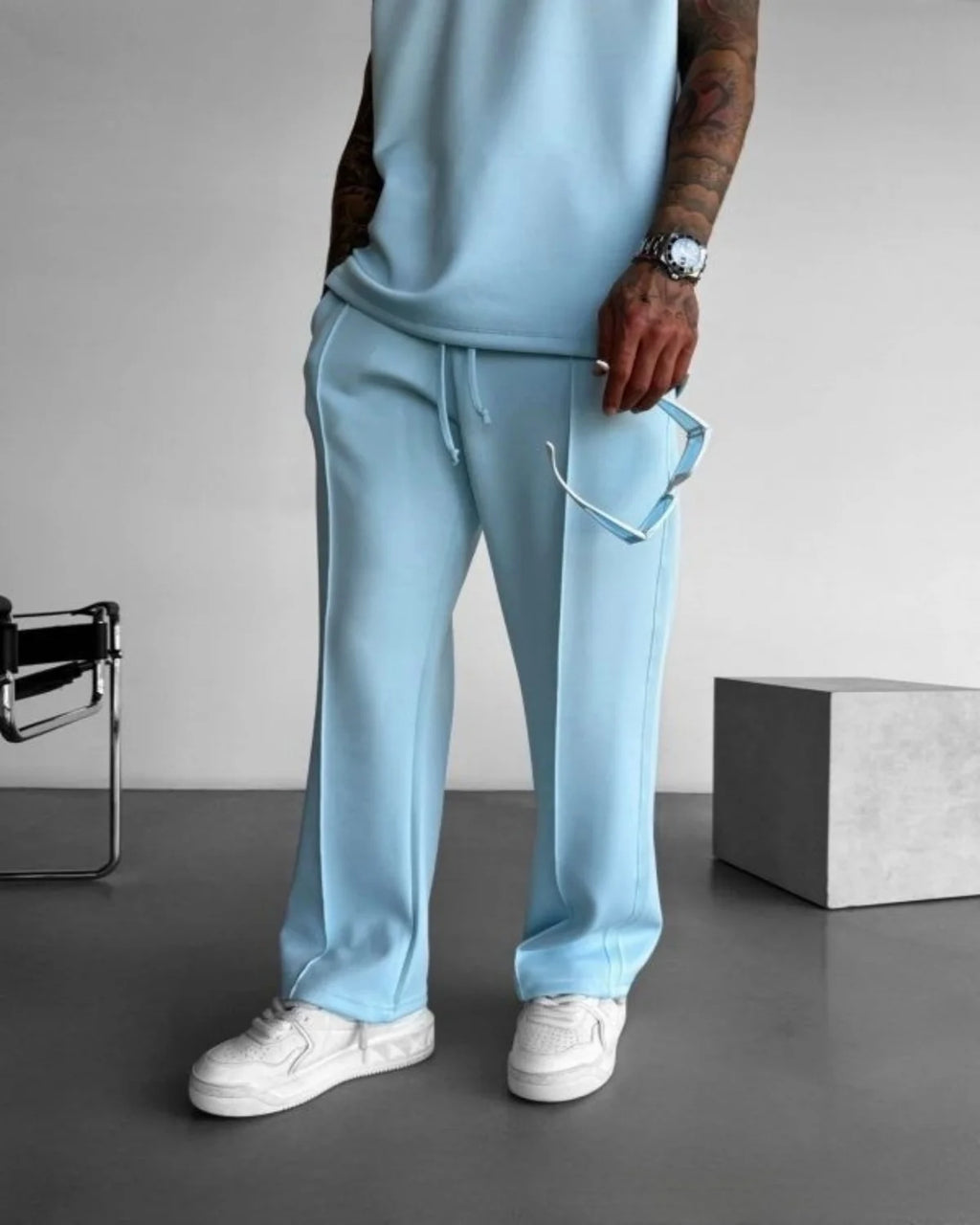 New summer sleeveless sports suit 2025 men's casual solid color trousers men's clothing vest two-piece set,