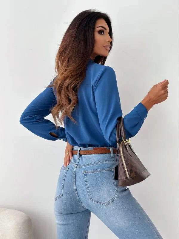 Casual White Women's Blouse Long Sleeve Button Woman Shirt Solid Color Office Tops 2023 Spring Autumn Fashion Ladies Blouses Top