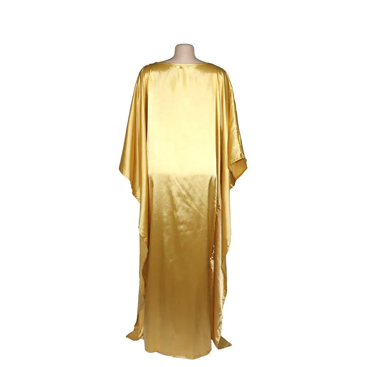 African Muslim Dress Women Pure Silk Cloth Abaya Loose Dress for Women Diamond Maxi Dress Turkey Kaftan Arab Dubai Dubai Robe