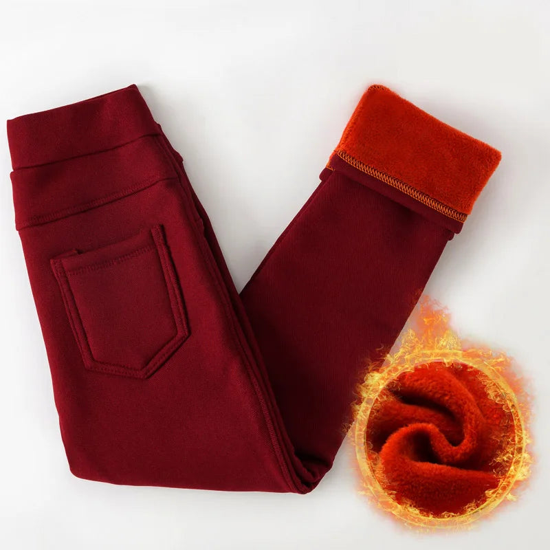 Winter Baby Girls Legging Plus Velvet Thickening Fleece Warm Leggings Pants for Girl Kids Winter Pants Trousers Children's Pants