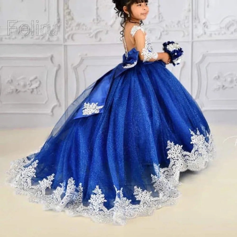 Girl Dress First Communion Party Prom Princess Gown Girls Birthday Party Dresses Backless Kids Pageant