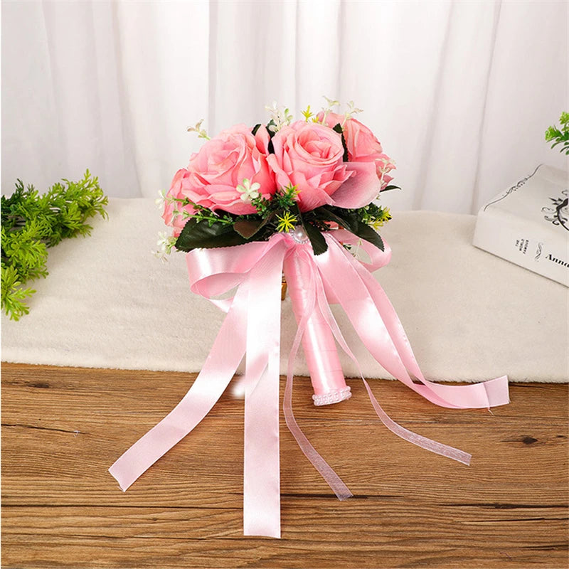 Bridal Flower Bouquet Wedding Supplies Artificial Silk Rose Peony Flower Wedding Bouquet Orchid Quality Bouquets