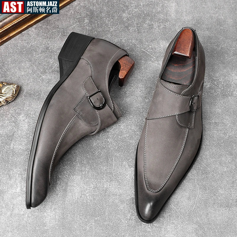 Men's Luxury Suede Cowhide Loafers – British Trend Handmade Business Shoes