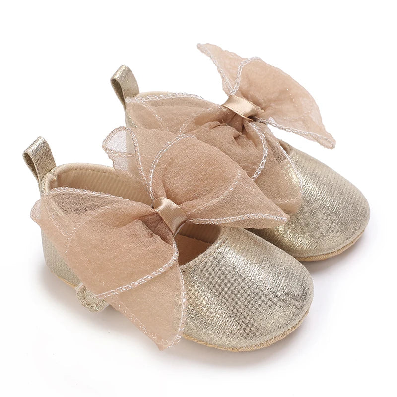 Newborn Toddler Baby Shoes Girl Baby Crib Shoes Princess Flower Bow Baby Cotton Sole First Walker Sneakers 0-18 Months