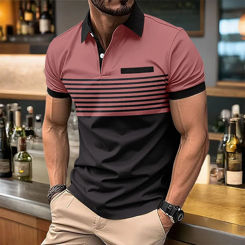 Summer Men's Short sleeved Polo Shirt Business Casual Collar T-shirt Plus Size Breathable Top European and American Plus size