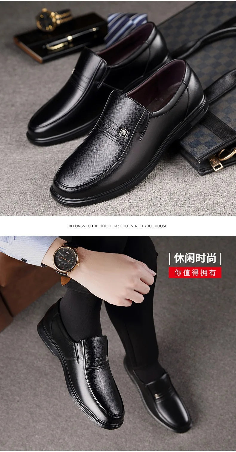Leather Men Formal Shoes Luxury Brand 2025 Men's Loafers Dress Moccasins Breathable Slip on Black Driving Shoes Plus Size 37-46
