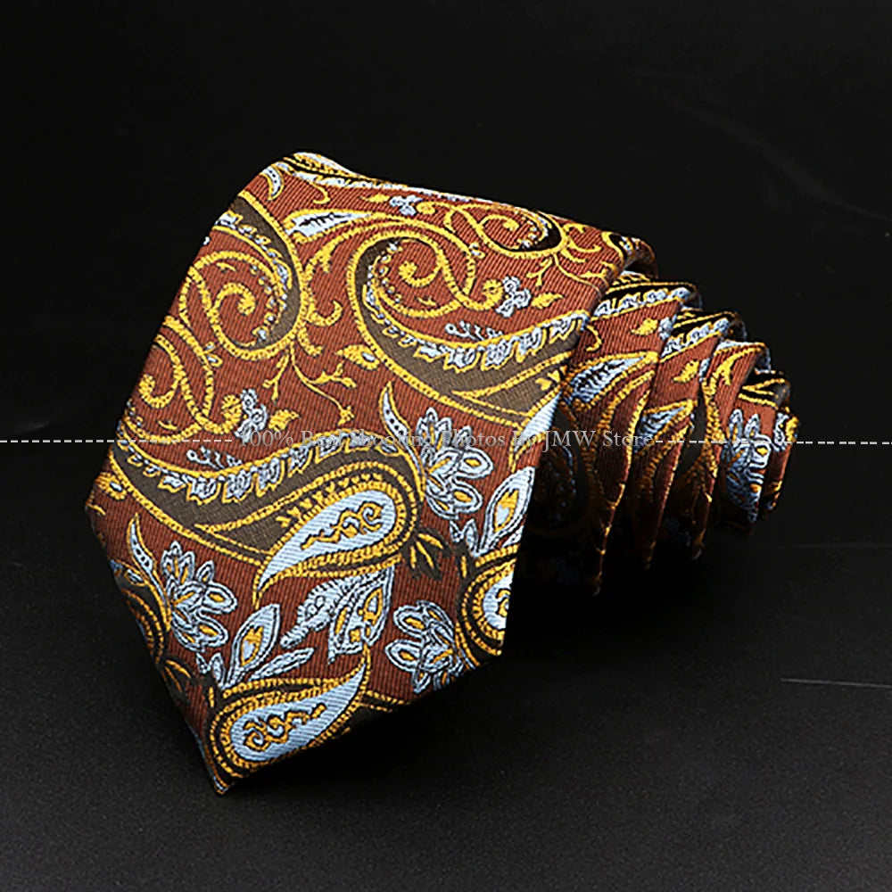New Design Wedding Men Tie Brown Solid Striped Paisley Flower Neckties Men Business Dropshipping Groom Collar Accessories Gift