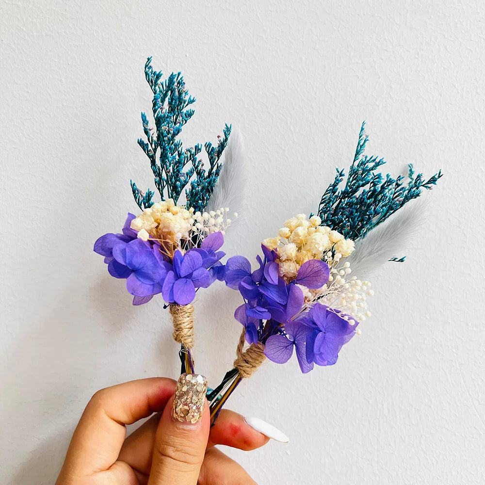 6pcs Mini Dried Flower Bouquet Bohemian Wedding Pampas Rabbit Tail Grass Bridesmaid Flowers Wedding Party Decoration Home Decor