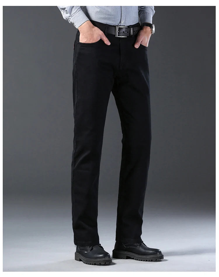 2024 New high-quality Fashion Casual Cotton Business Black  Denim Pants Male Trousers Men's Stretch Regular Fit Jeans