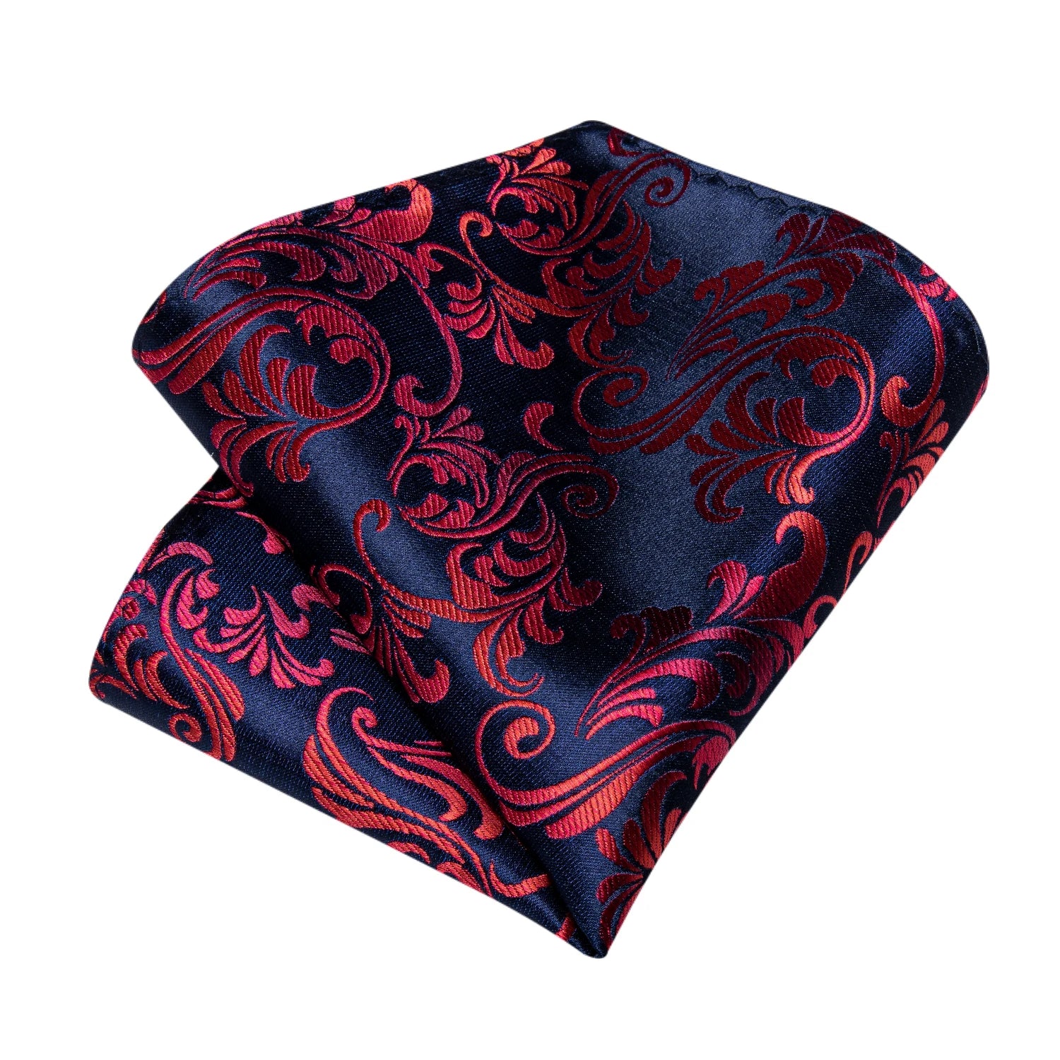 Men's Floral Red 8cm Ties Handkerchief Cufflinks Metal Ring Brooch Pin 5 Pcs Set Wedding Party Suits Accessory Gift for Husband