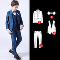 Kids Boys White Blazer Vest Pants 3PCS Set Children Baptism Wedding Prom Suit Baby Boy Elegant Dress Teenager Party Costume