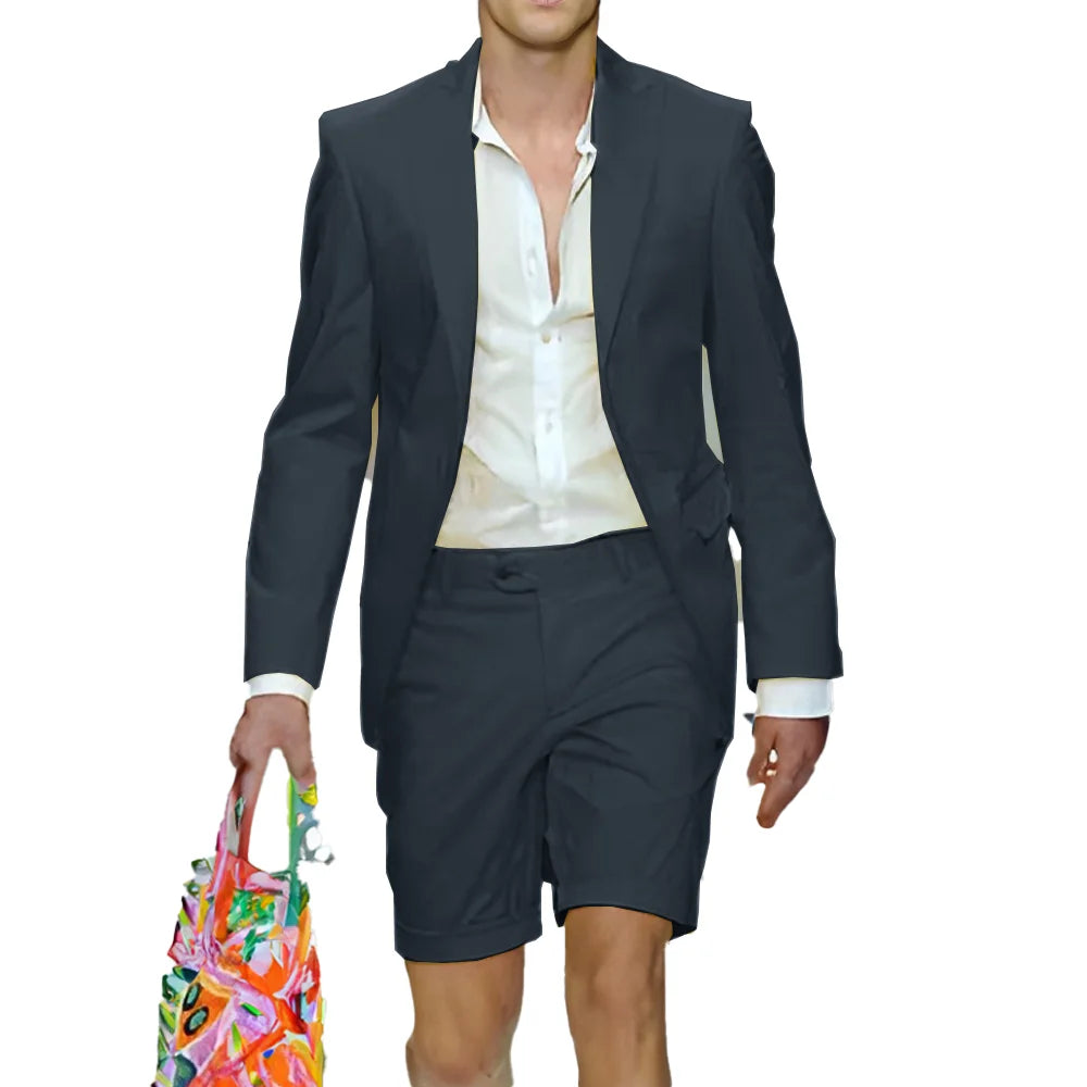 Fashion Yellow Suit for Mens Summer Jacket Shorts Suit 2 Piece Set Wedding Groom Tuxedo Formal Blazer Customized