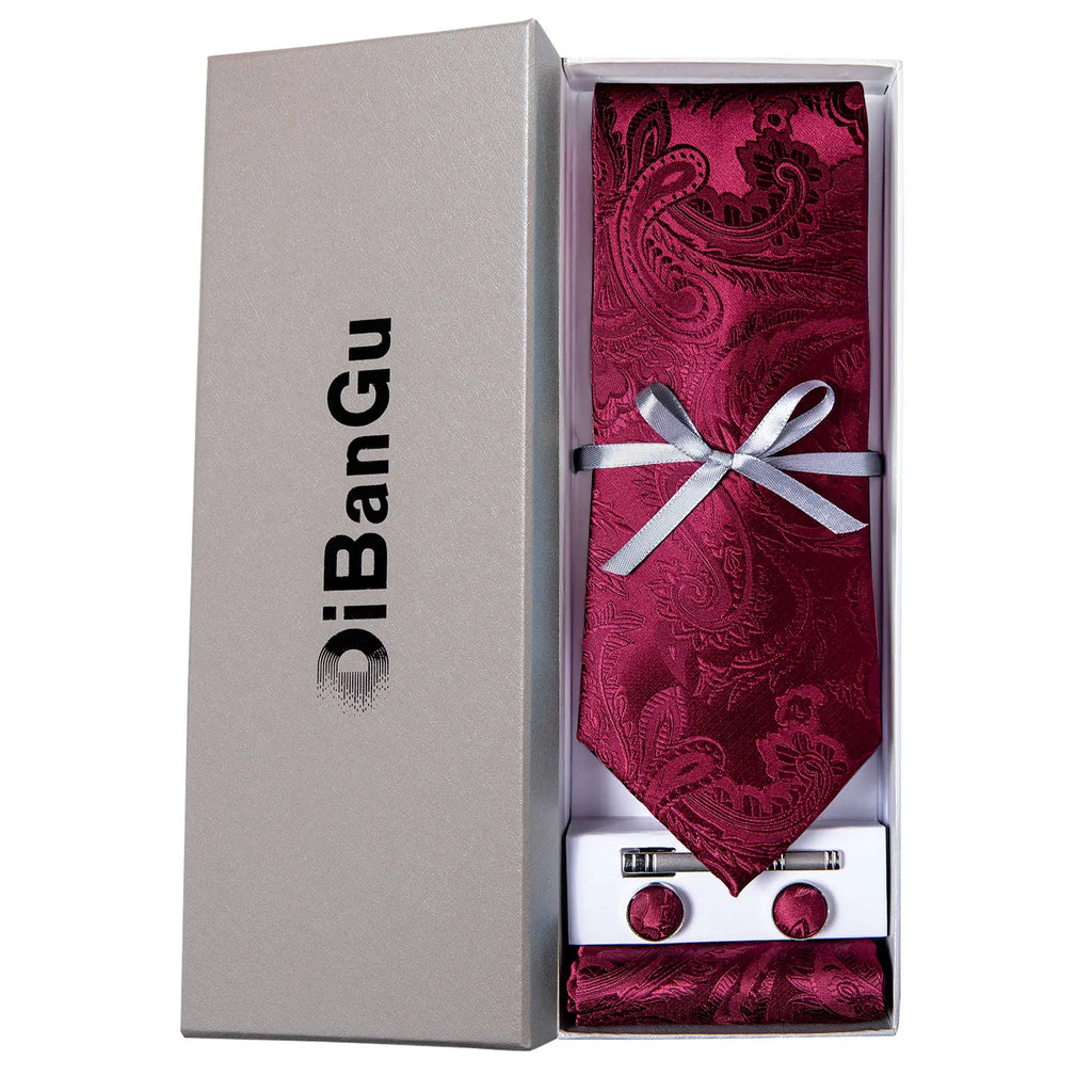 Solid Black Plaid Men's 8cm Polyester Neck Tie Handkerchief Cufflinks Set with Gift Box Tie Clip Birthday Anniversary Gift