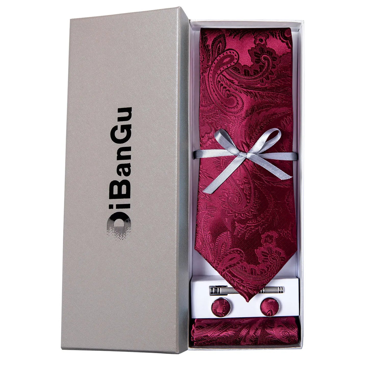 Solid Black Plaid Men's 8cm Polyester Neck Tie Handkerchief Cufflinks Set with Gift Box Tie Clip Birthday Anniversary Gift