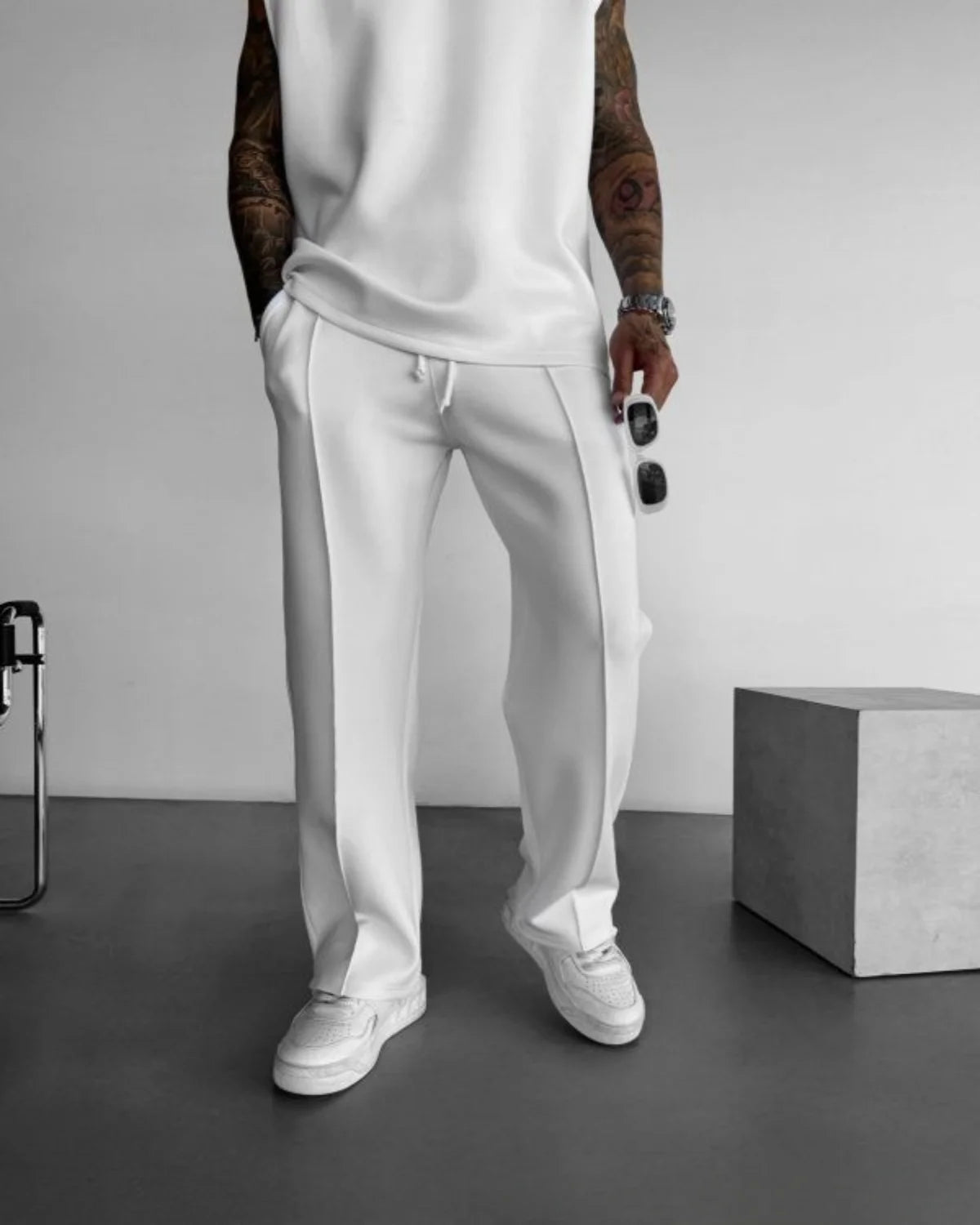 New summer sleeveless sports suit 2025 men's casual solid color trousers men's clothing vest two-piece set,