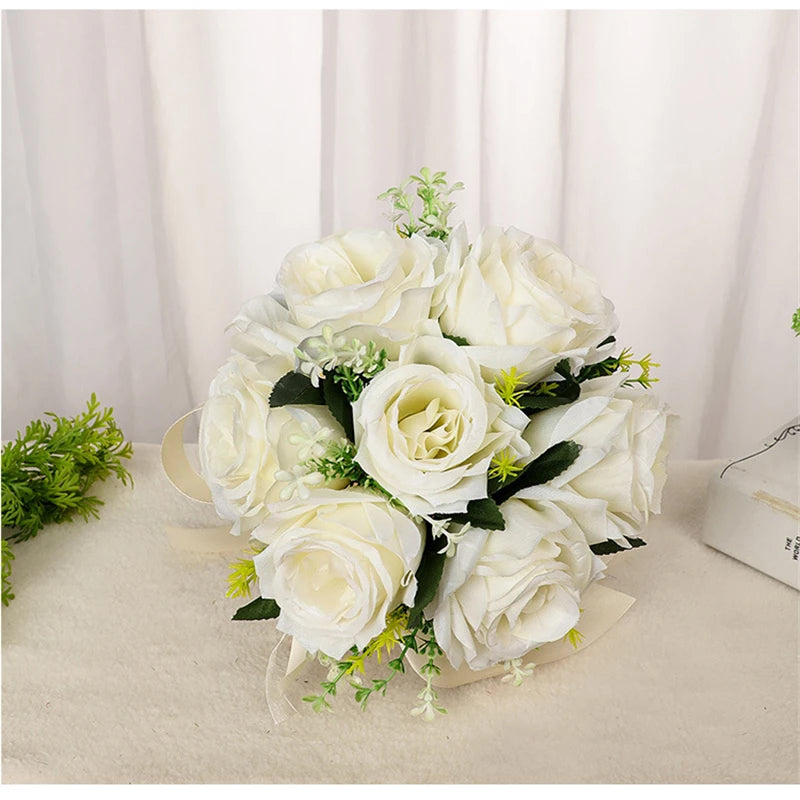 Bridal Flower Bouquet Wedding Supplies Artificial Silk Rose Peony Flower Wedding Bouquet Orchid Quality Bouquets
