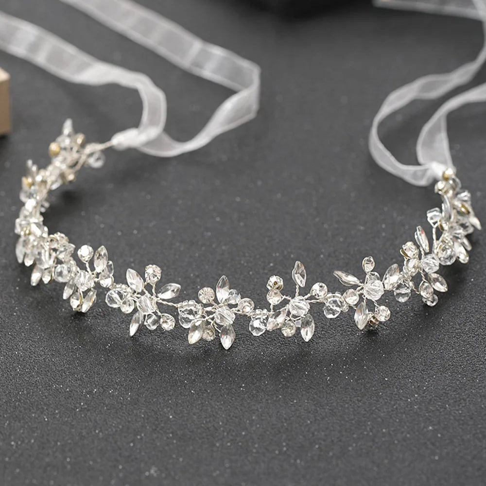 Pearl Rhinestone White Flower Headband Women Wedding Hair Accessories For Women Bride Tiara Headband Hair Jewelry Hairband