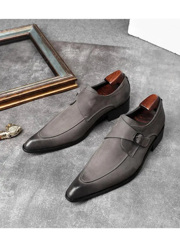 Men's Luxury Suede Cowhide Loafers – British Trend Handmade Business Shoes