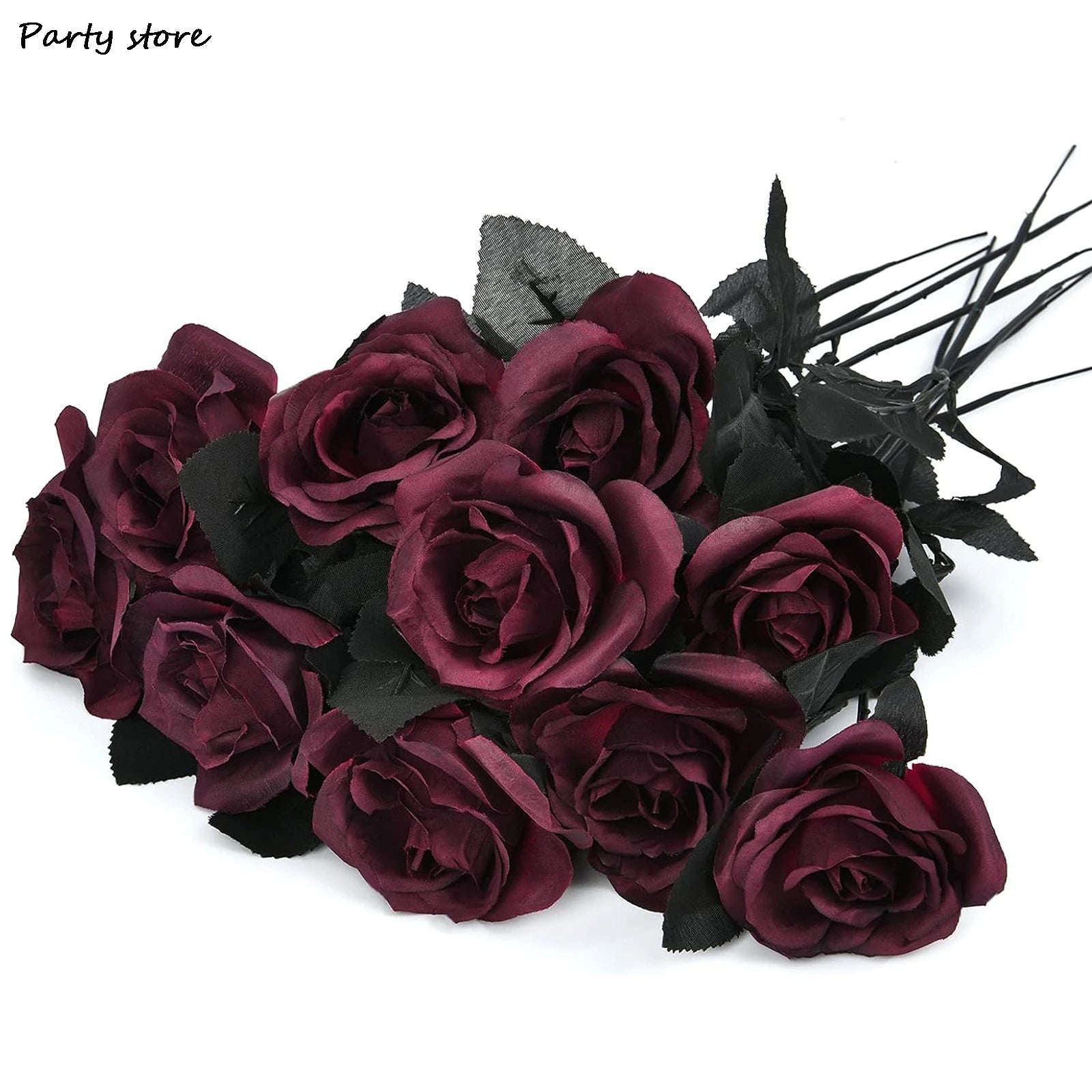 Halloween Burgundry Dahlia Black Artificial Flower Branch Wedding Flower Wall Arrangement Materials Fake Flower Table Home Decor