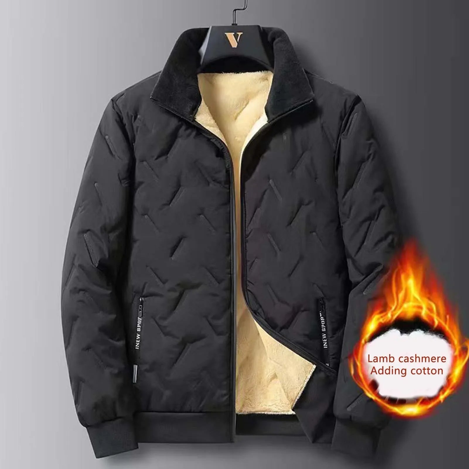 Winter Thickened Fleece Jackets for Men Windproof Snow Coats Men's Outerwear Cropped Woolen Parka Coat Autumn Warm Bomber Jacket