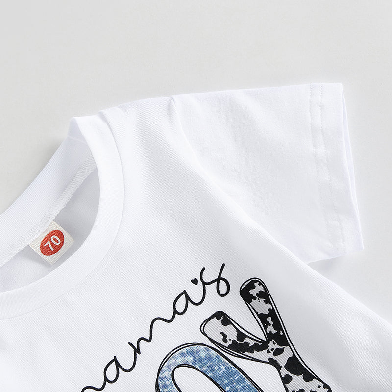 VISgogo Toddler Baby Boys Clothes Set Short Sleeve Letter Print T-shirt Elastic Waist Drawstring Shorts Summer Casual Outfit