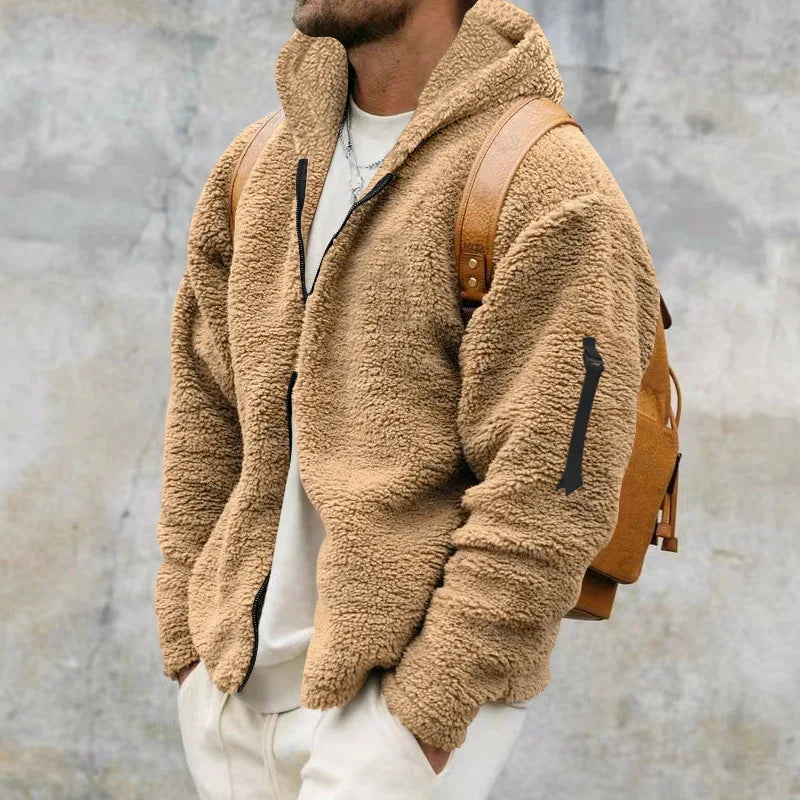 Men's Winter Jacket Warm Loose Casual Fleece Soft Fabric Velvet Skin Friendly Solid Streetwear Fashion Jackets Coats for Men