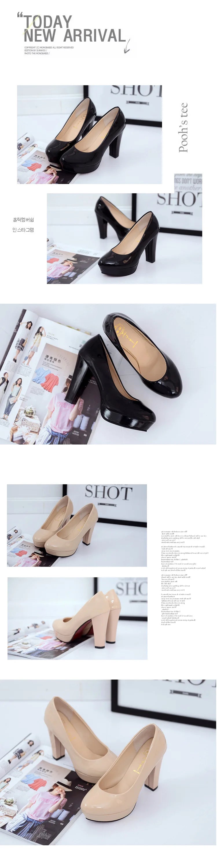 High Heels Shoes Women White Wedding Shoes Thick 10 CM Heels Fashion Party Pumps Footwear Black Red Round Zapatos De Mujer
