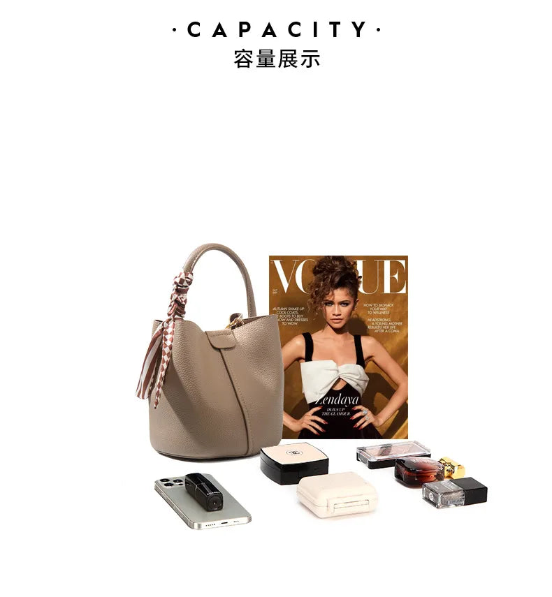 Luxury Top Handle Bag Women Crossbody Shoulder Bags Bucket Portable Tote Bag PU Leather Ladies Hand Bag Designer