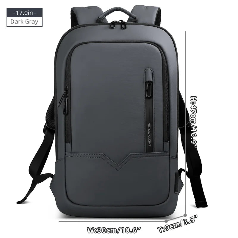 HK Business Slim Backpack For Men Water Resistant 15.6 inch Laptop Bag With USB Charger Light Weight Travel Bag for Work Office