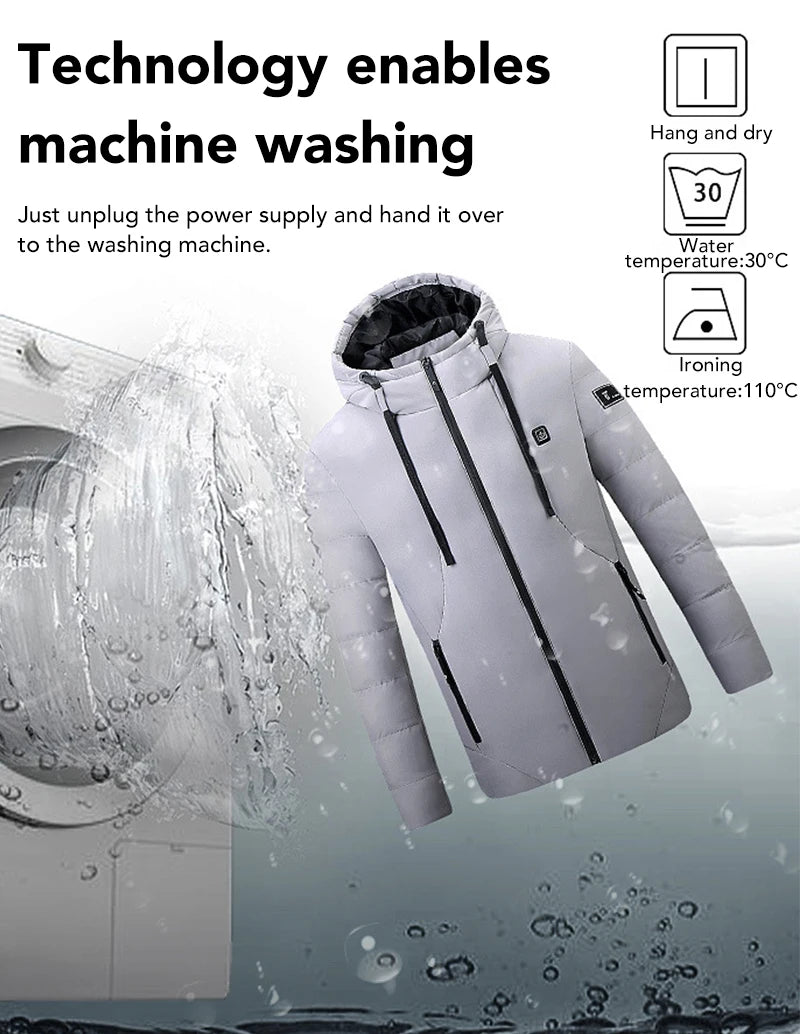 4 Areas Heated Jackets for Men Outdoor Sports Smart USB Charging Heating Outerwear Winter Electric Thermal Warm Cotton Jacket