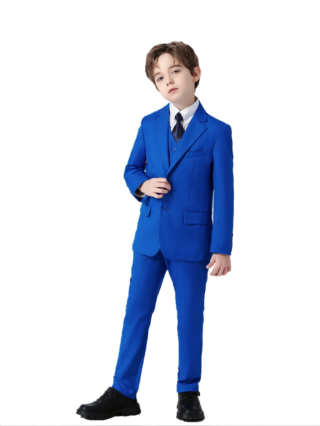 Boys Slim Fit Formal Suit Set – 5-Piece Dresswear | Sizes 2T–20 | School, Wedding & Special Occasions