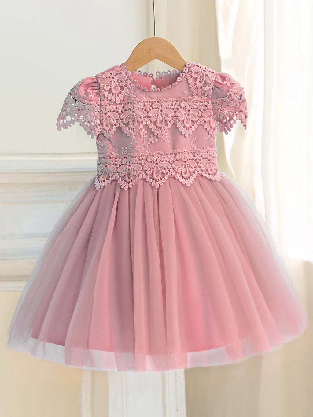 Girl Wedding Dress Pink Princess Costume Lace and Gauze Design Suitable for Girl Wedding Birthday Party Dress