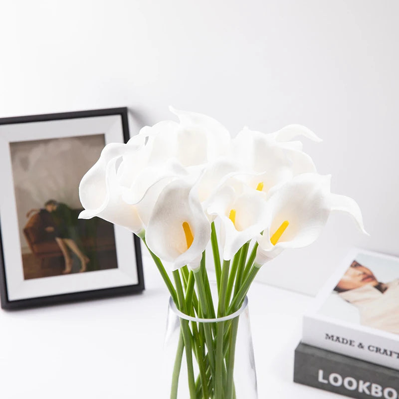 5PCS Artificial Flowers Calla Lily Faux PU Fake Flowers for Weddings Photography Props DIY Bridal Bouquets Home Room Party Decor