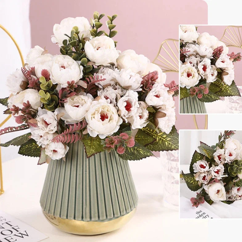 1pcs/30cm Rose Pink Silk Bouquet Peony Artificial Flower  Bride Wedding Home Decoration Artificial Flower Wedding Home Decor