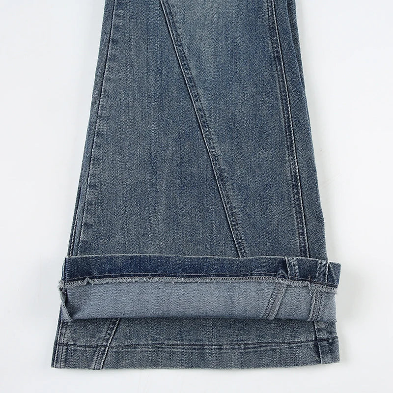 IAMSURE Y2K Casual Slim Pockets Jeans Flare Pants Basic Low Waisted Boot Cut Pants Women 2025 Spring Autumn Streetwear Ladies