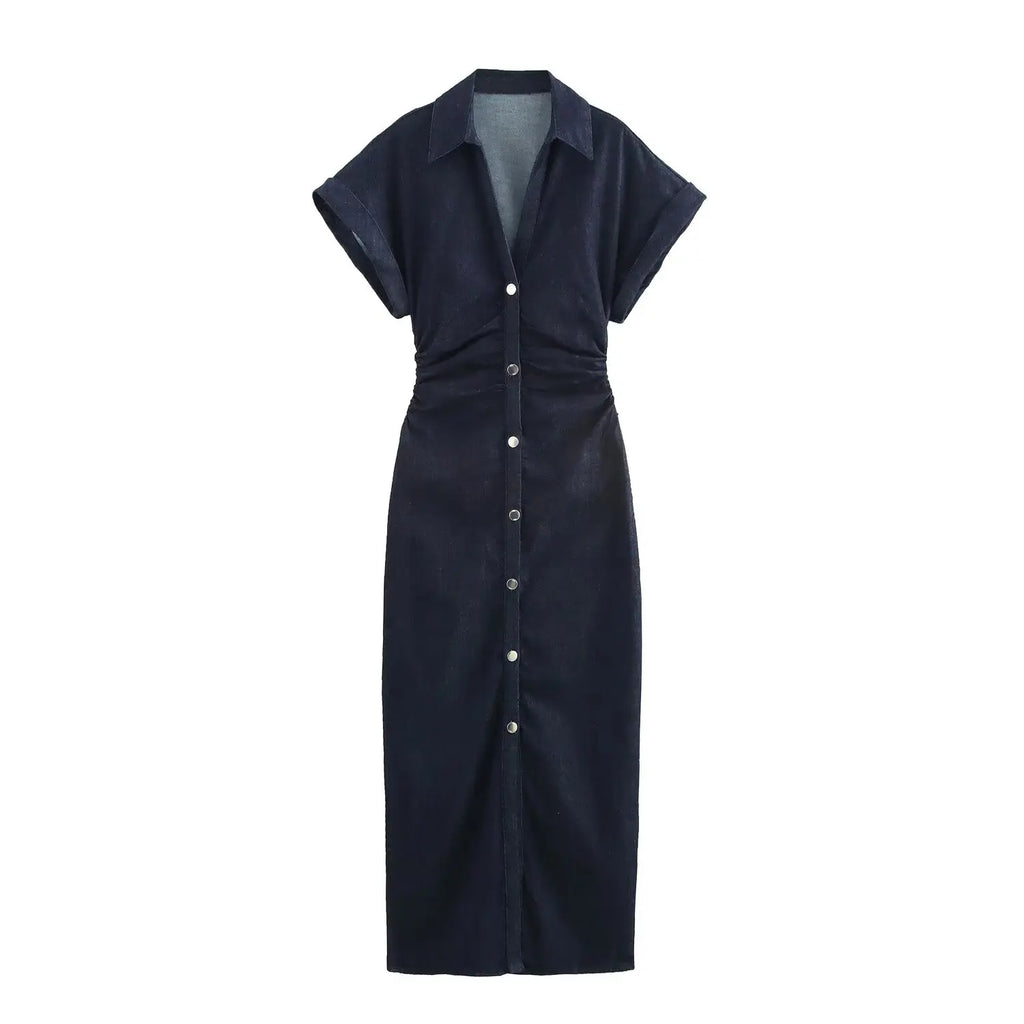 denim MIDI dress fashion elegant
