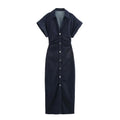 denim MIDI dress fashion elegant