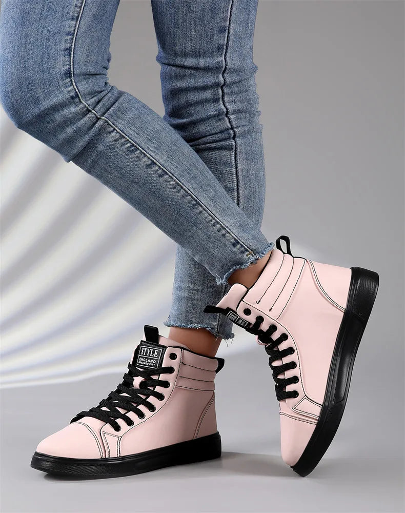 2025 Spring Fashion Red Men's Sneakers High Top Skateboarding Shoes for Men Women Comfortable Unisex Leather Sneakers Size 35-46