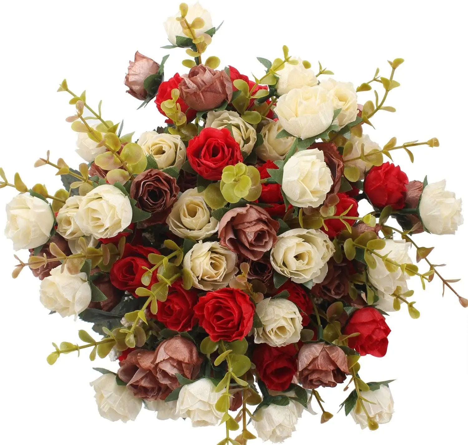 7 Branch 21 Heads Artificial Flowers Bouquet Mini Rose for Bridal Shower Wedding Floral Birthday Party Home Office Decoration