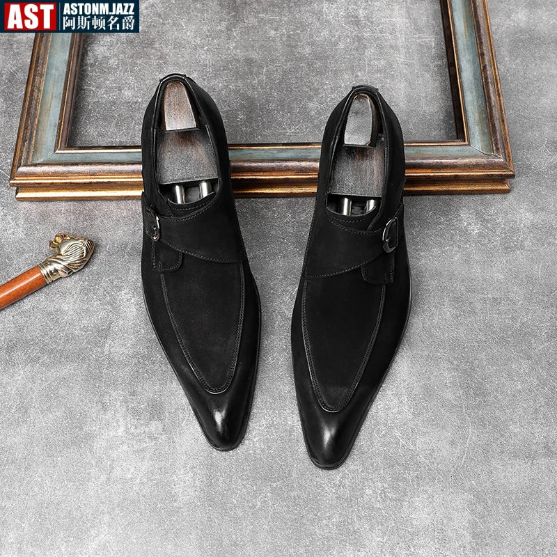 Men's Luxury Suede Cowhide Loafers – British Trend Handmade Business Shoes