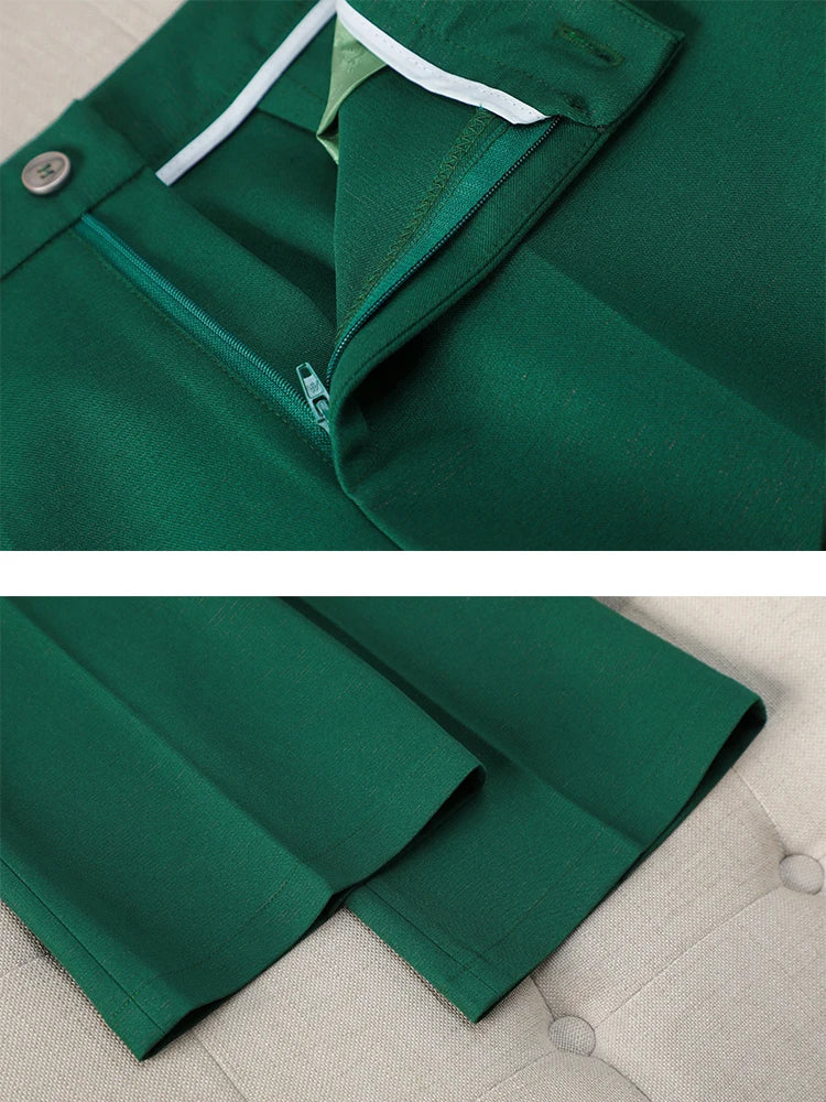 Office Ladies Formal Pant Suit 2 Piece Set Women Green Khaki Red Female Long Sleeve Business Work Wear Blazer Jacket And Trouser