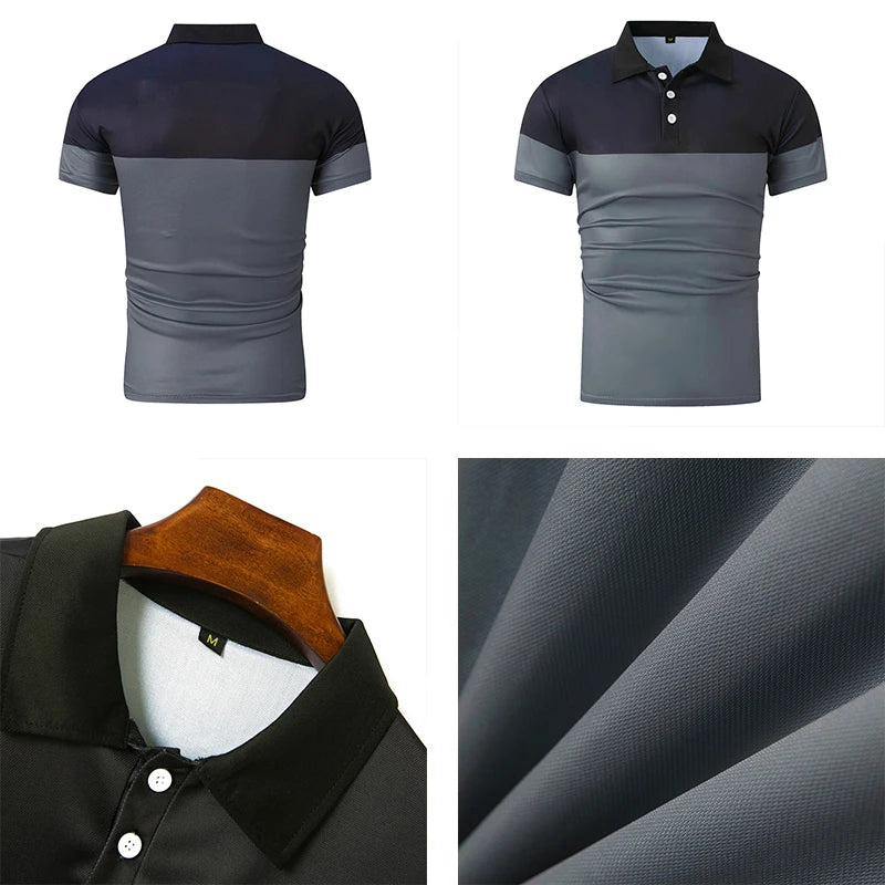 Summer Men's Short sleeved Polo Shirt Business Casual Collar T-shirt Plus Size Breathable Top European and American Plus size