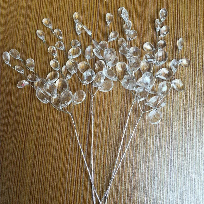 20Pcs Acrylic Flower Branch Artificial Flower Bouquet Crystal Flowers Colorful String Wedding Party Home Craft Decoration Crafts