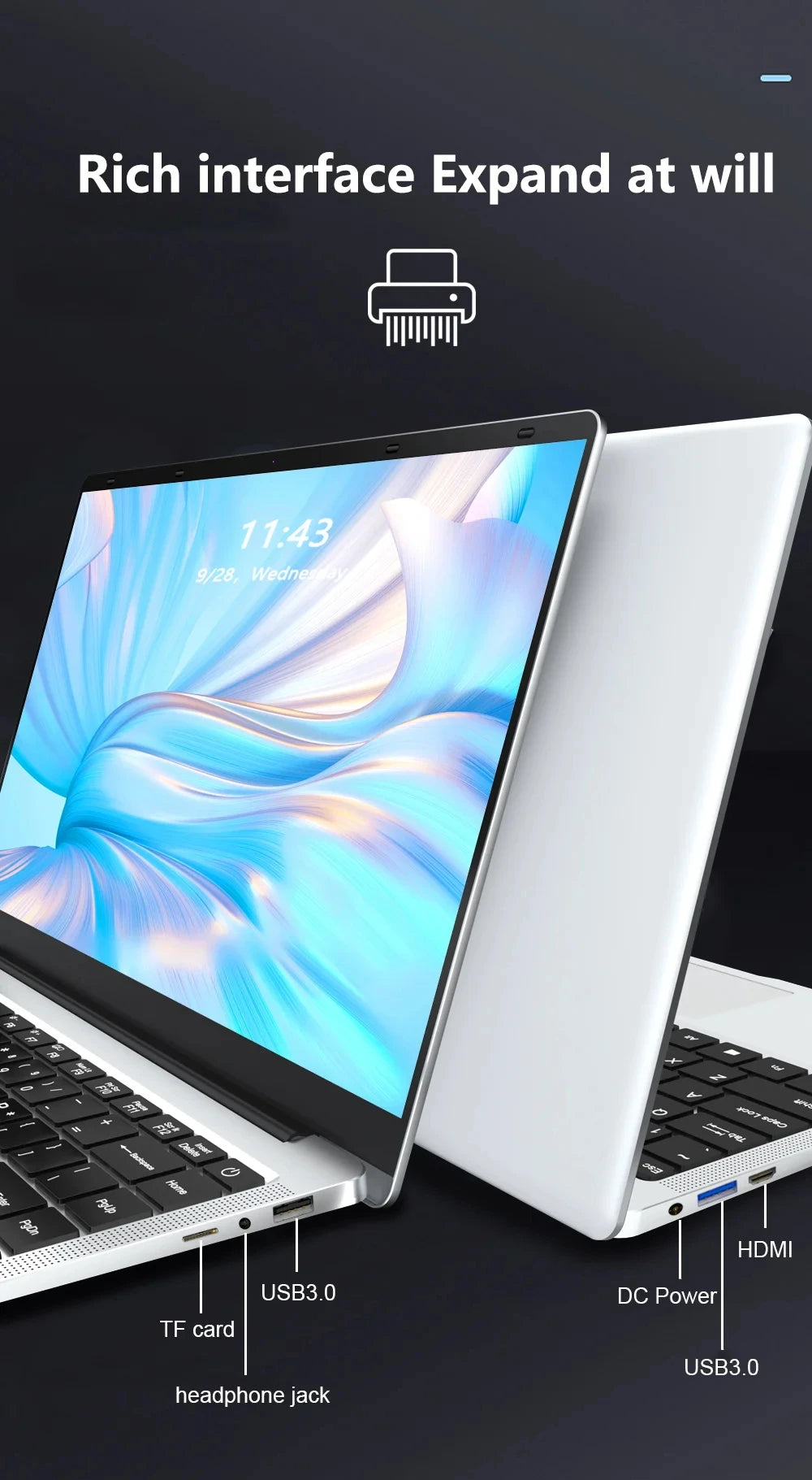 14.1 inch Laptop Computer Portable Windows 11 Pro Core i7-7500U Notebook 12GB RAM 1TB 2TB SSD Office Study Laptops