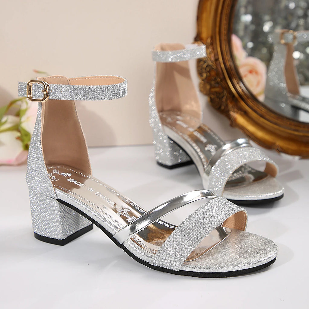 Women Sandals 2024 Summer New Fashion Sexy Medium High Heel Outdoor Sandals Elegant Casual Comfortable Wedding Shoes for Women