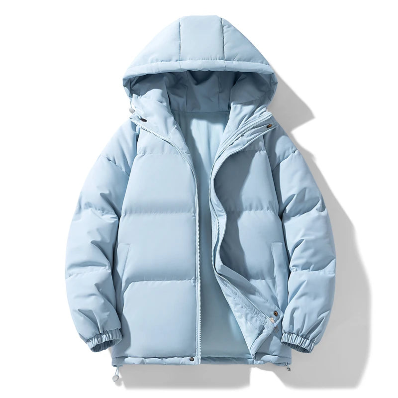Men's Winter Thick Hooded Jacket - Warm Padded Coat, Youth Fashion Loose Fit Windproof Parka Outerwear