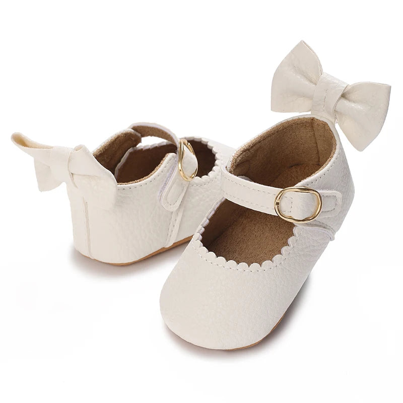 Cute White Lace Baby Girl Princess shoes  Baby Moccasins Moccs Shoes Bow Fringe Rubber Soled Non-slip Footwear Crib Shoes